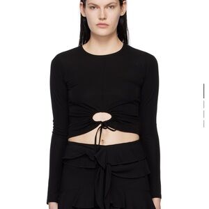 Black Proenza Schouler White Label Drawstring Long Sleeve T-Shirt